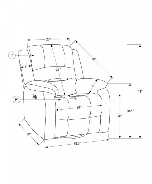 Grand Fauteuil Rembourre Inclinable, Port Usb Inclus, Tissu Dore, Transitionnel