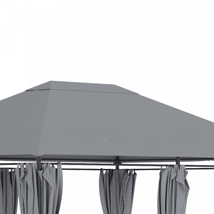 Outsunny Tonnelle De Terrasse Exterieure 10' X 13', Abri Avec 6 Parois Laterales Amovibles Et Cadre En Acier Pour Jardin, Pelouse, Cour Et Terrasse, Gris