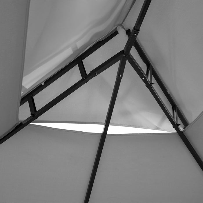 Outsunny Tonnelle De Patio De 10' X 13', Auvent De Jardin Exterieur A 2 Niveaux, Abri Pare-soleil Avec Rideaux, Gris Fonce