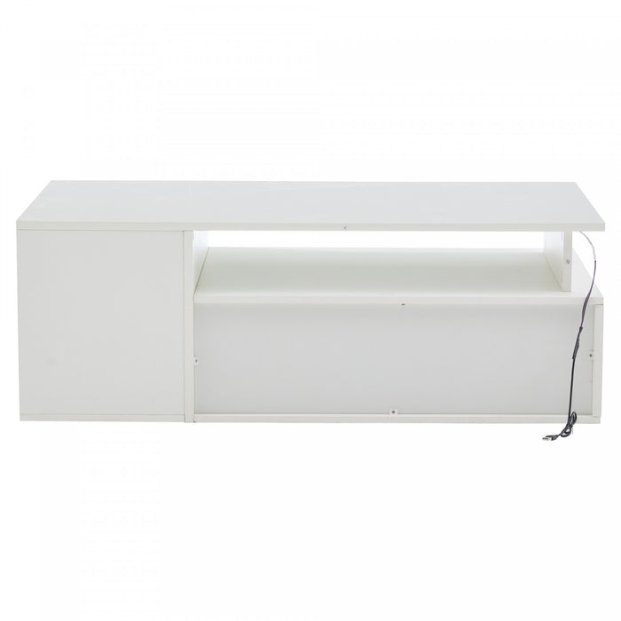 Daniel table basse avec eclairage LED et tiroirs de rangement, blanc