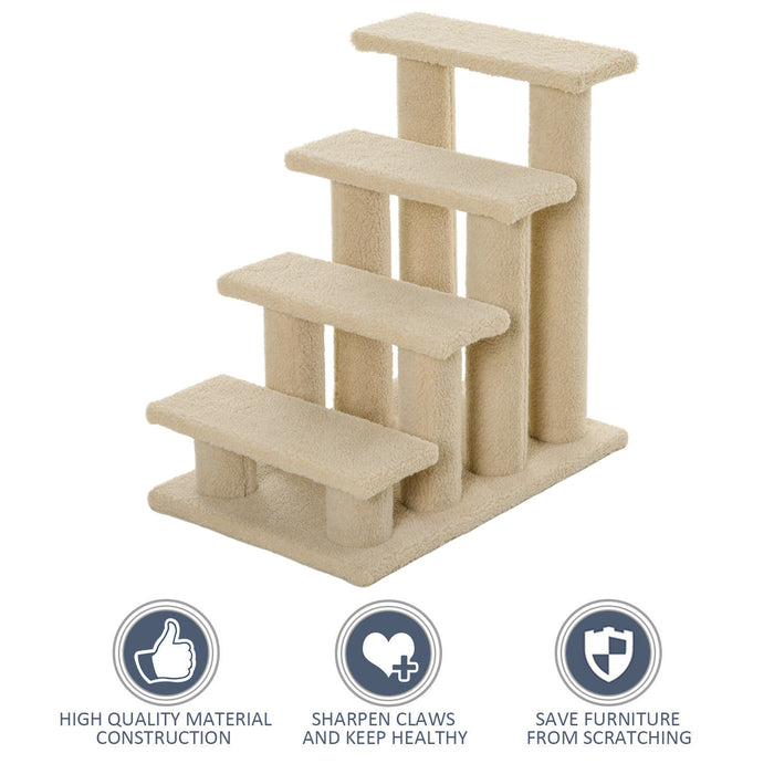 Pawhut Escalier Pour Chat A 4 Niveaux A Plusieurs Niveaux Marron Clair