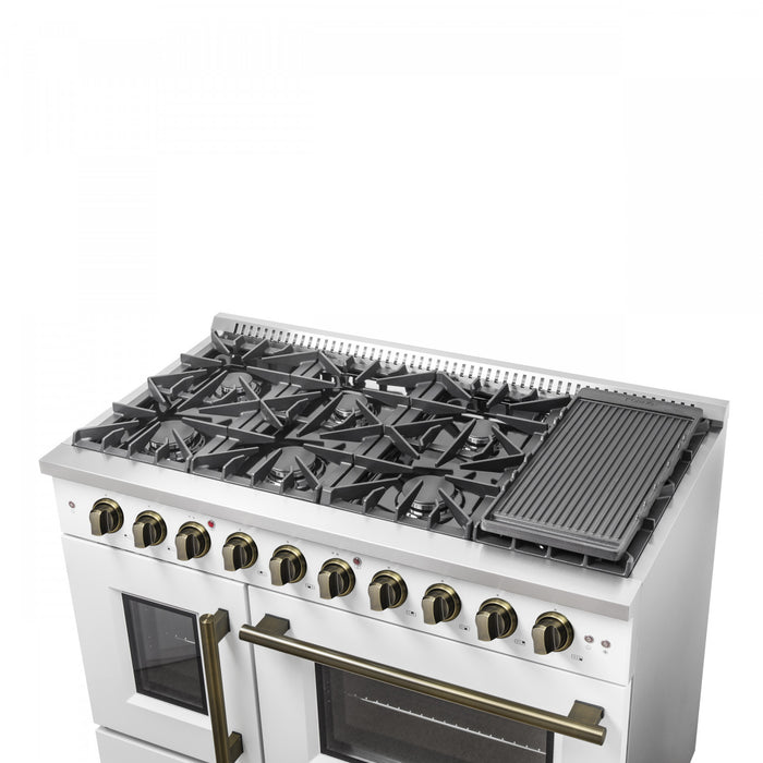Cuisiniere a gaz blanche Galiano 48 pouces, 4,32 pi³ – FFSGS6444-48WHT