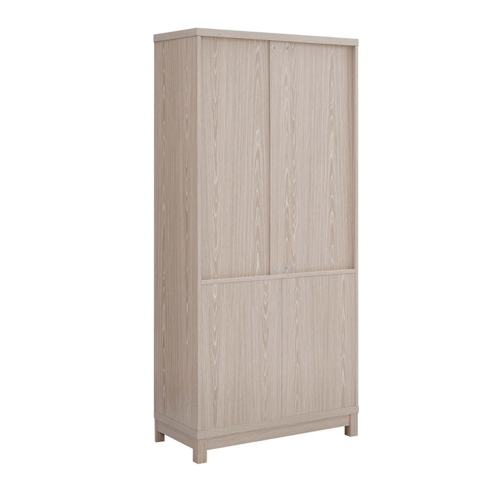 Bibliotheque armoire Jodie style mi-siecle moderne 79 cm en chene blanchi (6 etageres)
