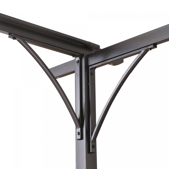 Pergola Retractable 3,5l X 3,5l X 2,30h M Structure Metal Epoxy Anticorrosion Noire + Toile Polyester Haute Densite 180 G/mĠ Incluse Beige