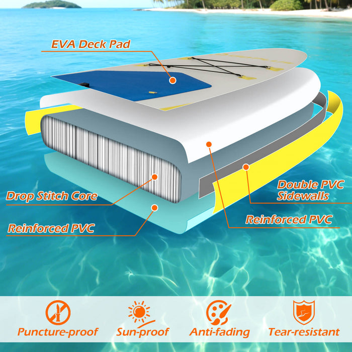 Goplus 11' Gonflable Stand Up Paddle Board Whth Accessoires Paddle Pompe A Main Kit De Reparation, Bleu Fonce