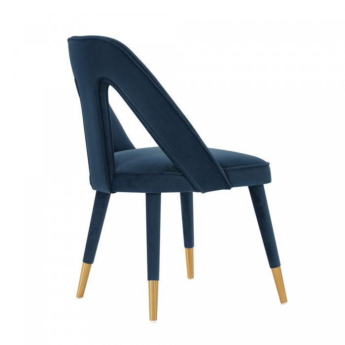 Chaise de salle a manger moderne Neda en velours bleu nuit - Lot de 2