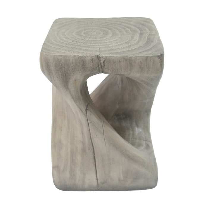 Table d'appoint moderne sablier torsade Miro 16 pouces MGO, table laterale interieure imitation bois, gris