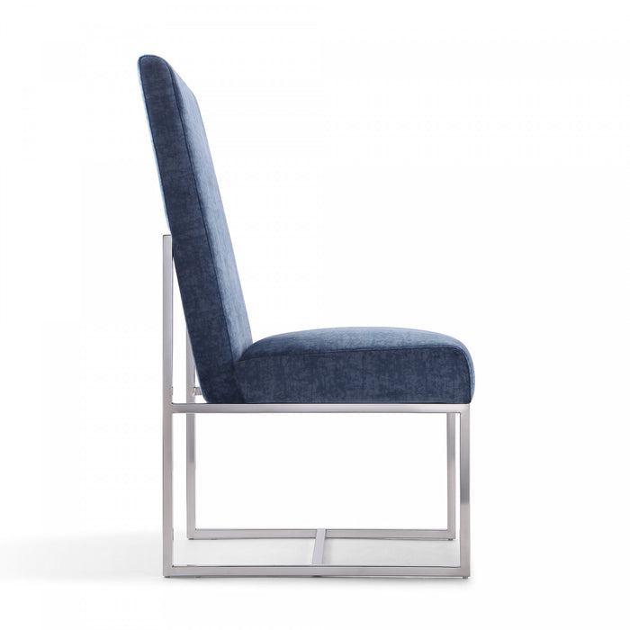 Chaise de salle a manger moderne en velours et metal Element bleu - Lot de 2