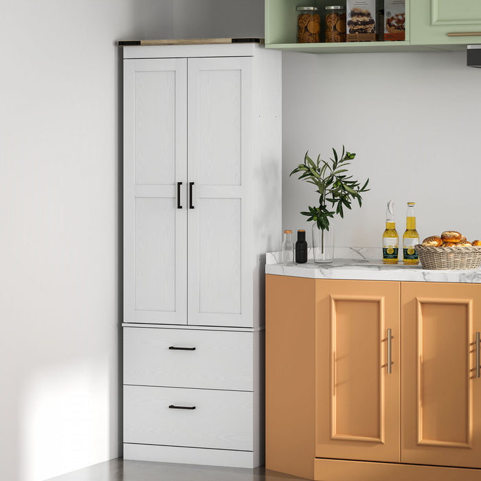 HOMCOM Armoire de garde-manger de cuisine 67\", etageres reglables, creme