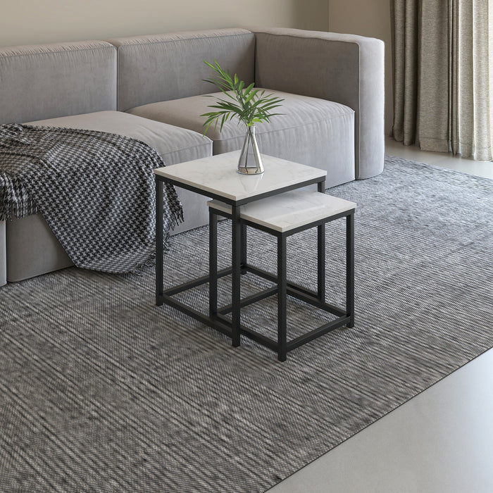 Quartz Tables Gigognes Carrees a Deux Plateaux en Marbre