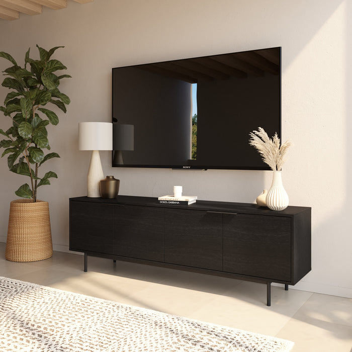 Meuble pour téléviseur Hamilton de Nordika de 70 po avec 4 armoires de rangement - noir