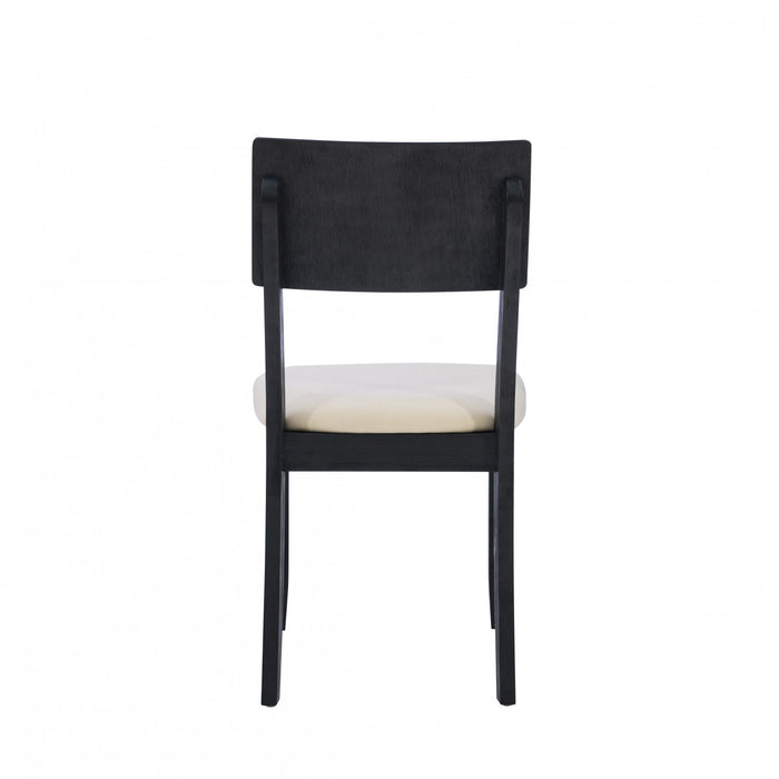 Chaise de salle à manger Jorissen en tissu d’apparence lin anthracite foncé - ensemble de 2