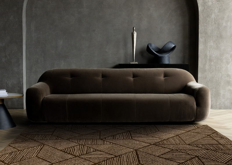 Tapis Covington brun taupe a rayures geometriques, 6'7\" x 9'10\"