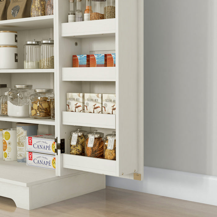 HOMCOM Armoire de rangement pour garde-manger de cuisine, Blanc creme