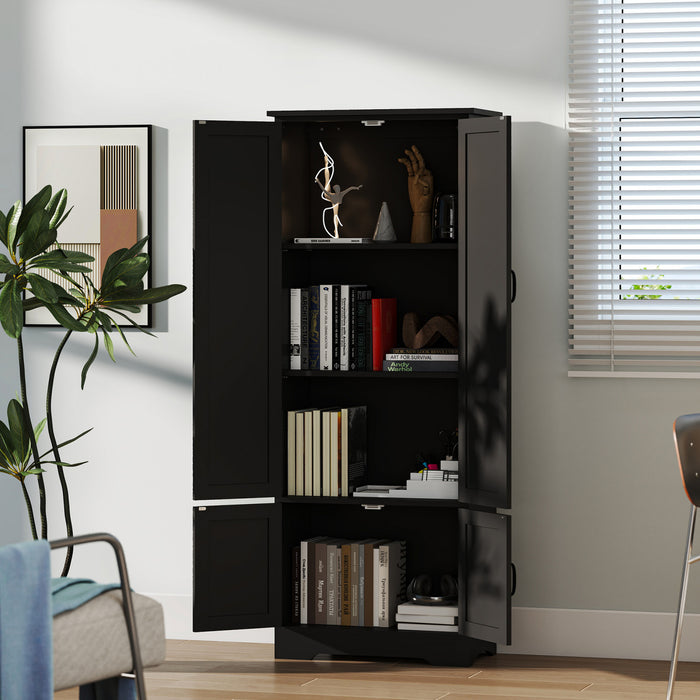 HOMCOM Garde-manger de cuisine 60 po, meuble de rangement, Noir