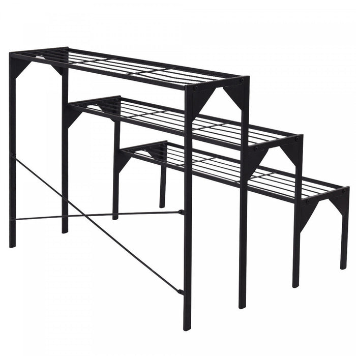 Costway Etagere A 3 Niveaux Pour Plantes Et Fleurs Support D'exposition En Metal Robuste Et Grand Format