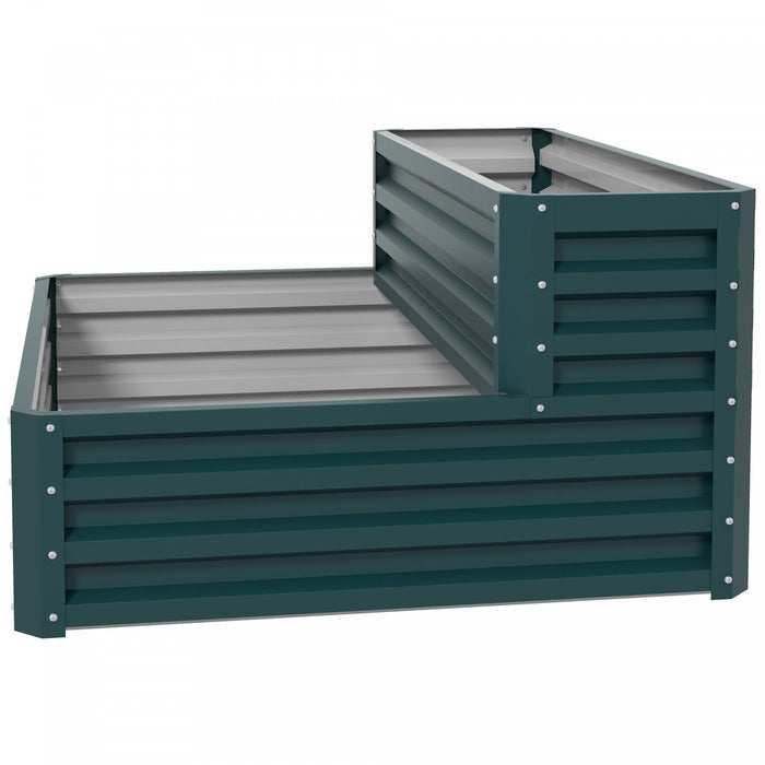 Outsunny Lit De Jardin Sureleve A 2 Etages En Acier Galvanise, Vert