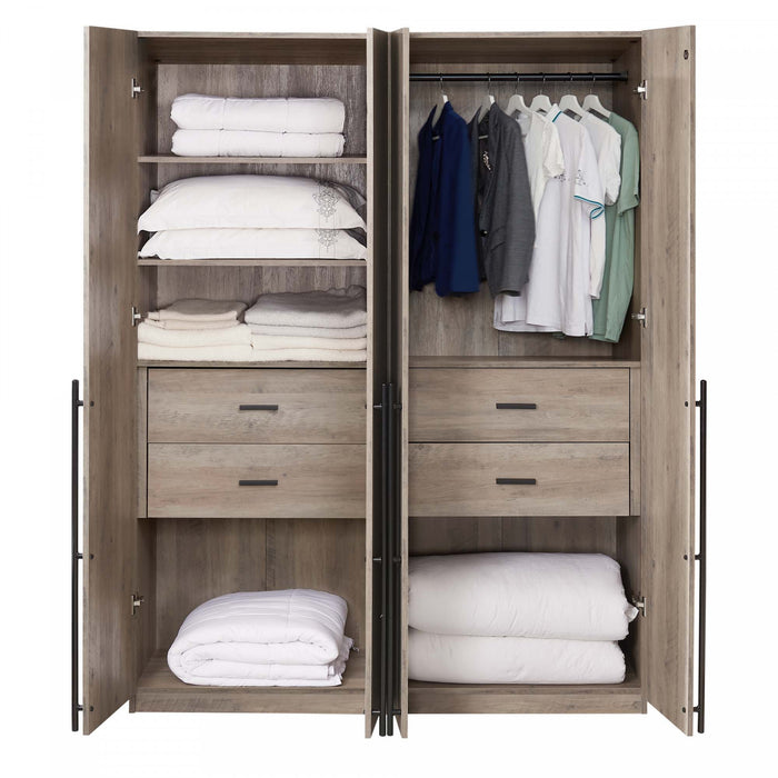 Armoire-penderie moderne Lee 2 pieces en gris rustique