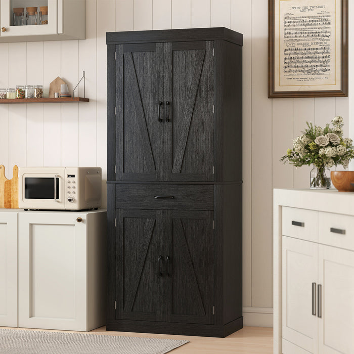 HOMCOM Armoire de cuisine de 72 po, armoire de rangement, noir