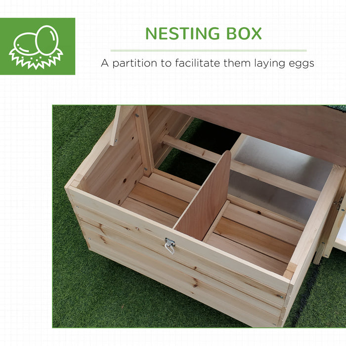 Pawhut 77\" Poulailler Cage Lapin Clapier Volaille Exterieur Cour Avec Nichoir Aire De Jeux Naturel