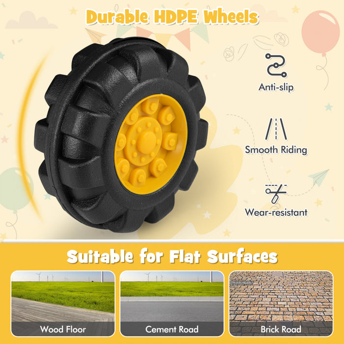 Costway Tracteur A Pedales A Monter Pour Enfant Vehicule Tracteur Excavatrice Trotteur Trotteur D'equilibre Vocal De Quatre Pneus Pour Enfant Jaune