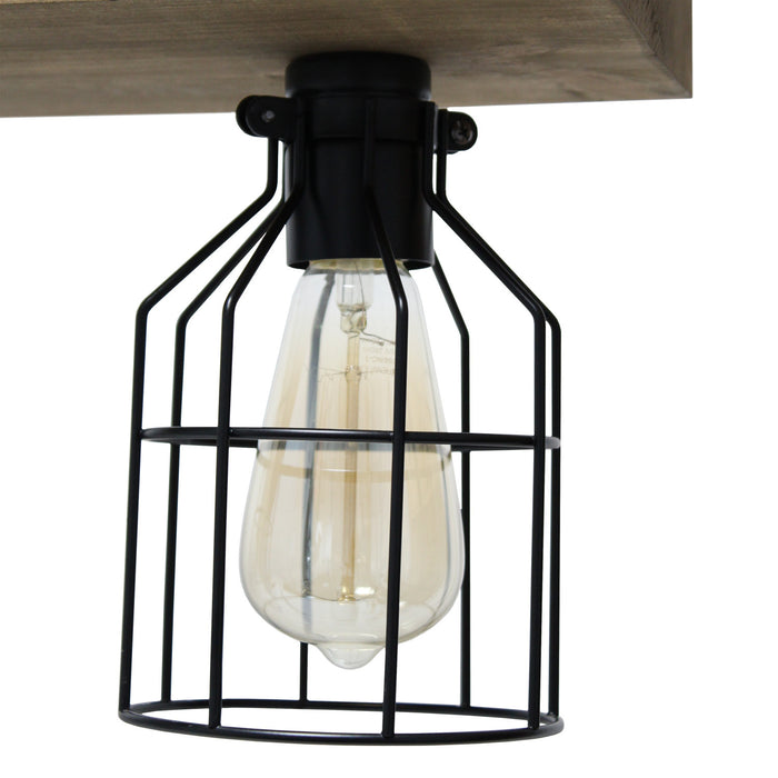 Abell Suspension rustique en bois a 4 lumieres, Onyx, 32 po L