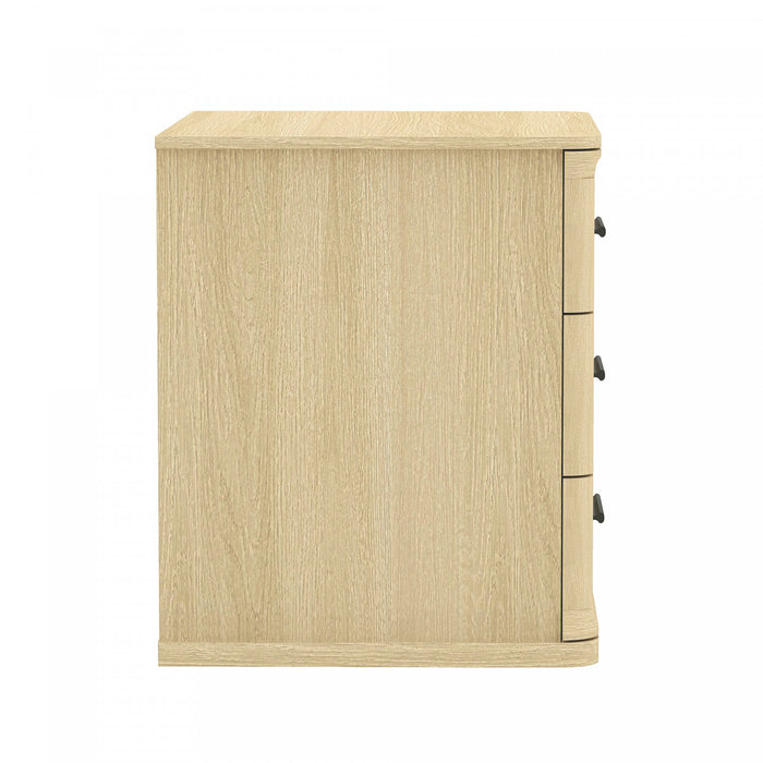 Table de nuit traditionnelle Clifford en chene naturel (3 tiroirs)