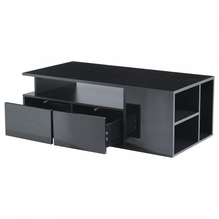 Daniel table basse avec eclairage LED et tiroirs de rangement, noir