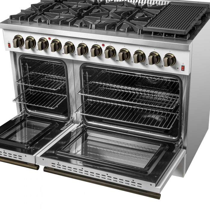 Cuisiniere a double combustible Galiano 48 po, blanche, 6,58 pi³ double four - FFSGS6156-48WHT