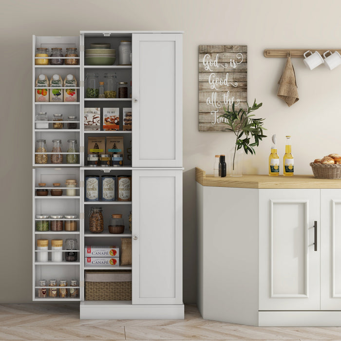 HOMCOM Armoire de cuisine 65\" avec etageres et supports a epices, blanc