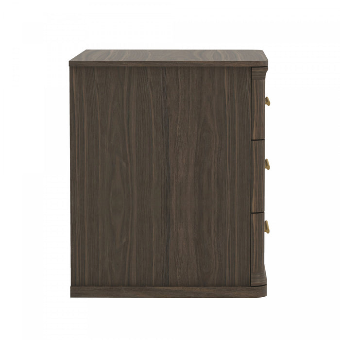 Table de nuit traditionnelle Clifford en noyer (3 tiroirs)