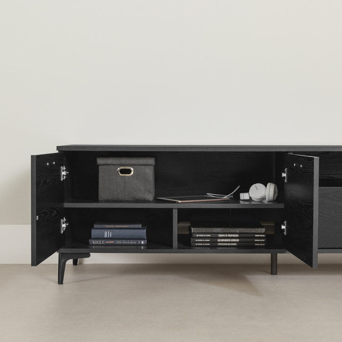 Meuble pour téléviseur Musano avec rangement - chêne noir