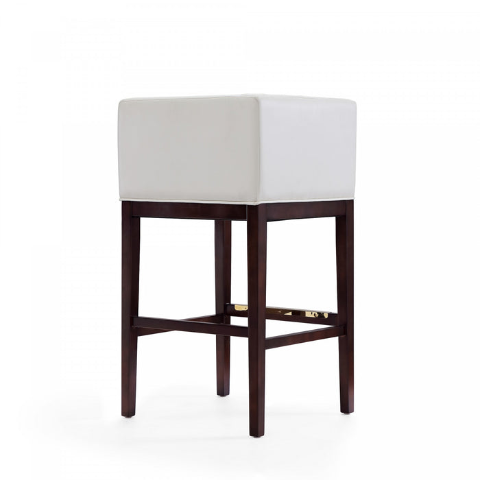 Tabouret de bar Kingsley style Mid-Century Modern en bois et tissu ivoire - Lot de 2