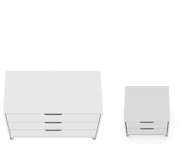 Ensemble de commodes 2 pieces Rockefeller style milieu du siecle en blanc