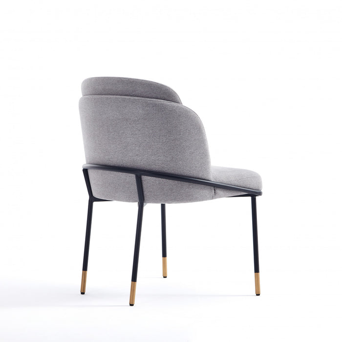 Chaise de salle a manger Flor en metal moderne a tissage serge gris - Lot de 2