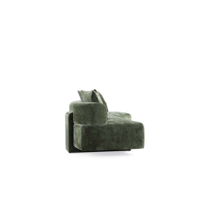 Canape en chenille vert olive Verandah Mid-Century Modern 112\"