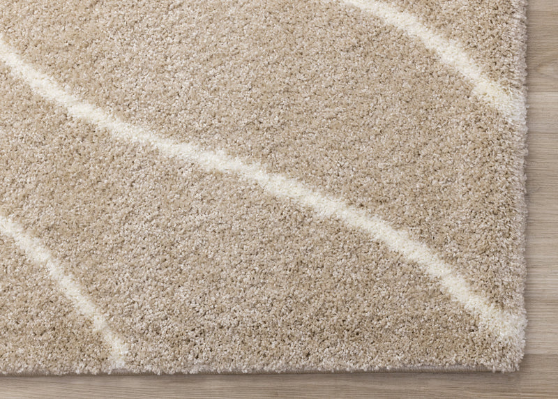 Tapis Fairmont aux lignes courbes creme taupe, 7'10'' x 10'6''