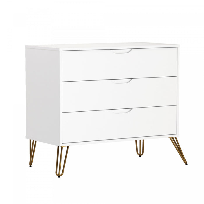 Commode Avira Mid-Century Modern 35\" en blanc (3 tiroirs)