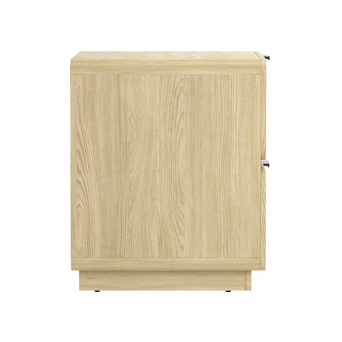Table de nuit contemporaine moderne Chrystie 66 cm en bois naturel (2 tiroirs)