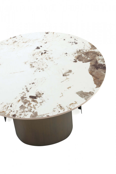 Ensemble moderne et glamour Monica de 2 tables : table basse et table d’appoint en bronze