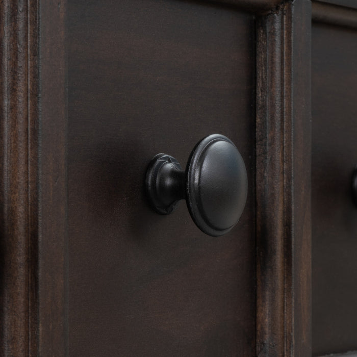 Table Console Michael En Bois Massif Pour Entree Avec Tiroirs De Rangement Et Etagere Inferieure - Marron