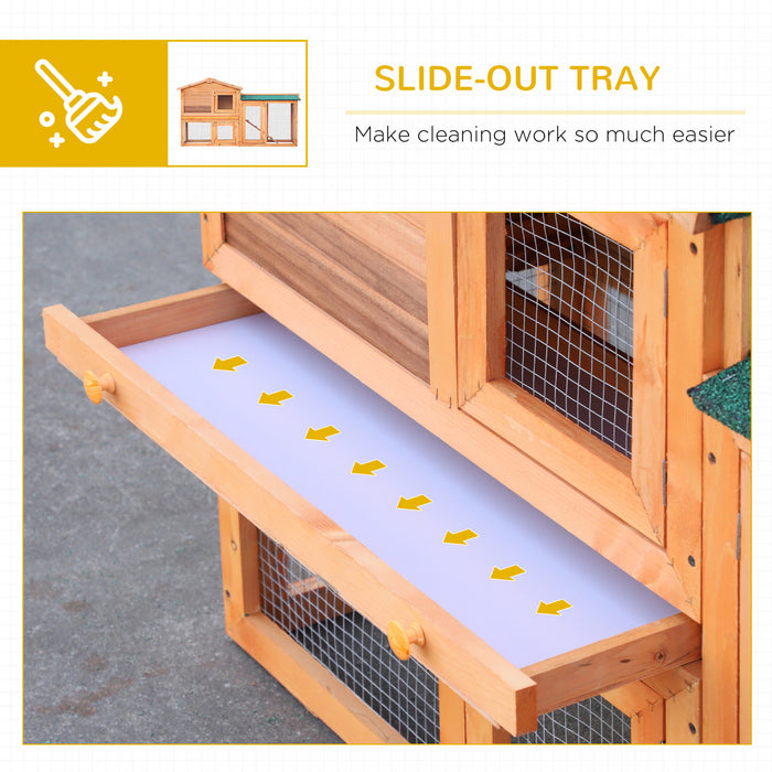 Pawhut Clapier A Deux Niveaux Pour Petits Animaux Cage A Lapin Pour Animaux Domestiques Avec Rampe D'acces Au Toit Resistant A L'eau Courante Et Aux Uv Fini Naturel Cochon D'inde Habitat Pour Hamster