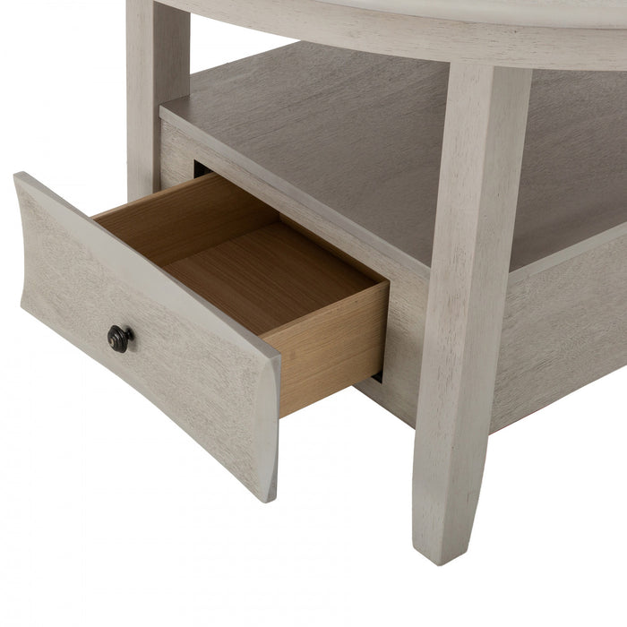 Ensemble de salle a manger rond Prescott 5 pieces avec base sur piedestal et tiroir de rangement, gris (4 places)