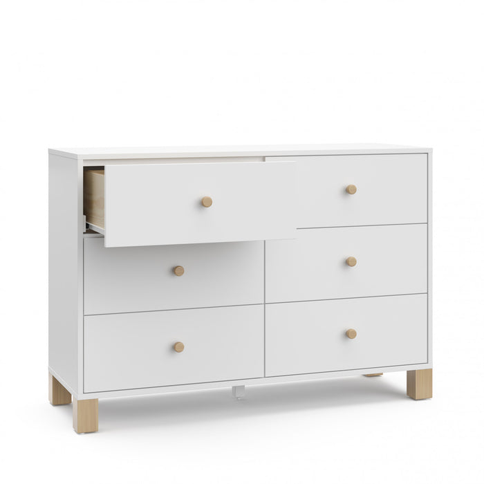 Storkcraft California 6 Commode a tiroirs - Blanc avec bois clair