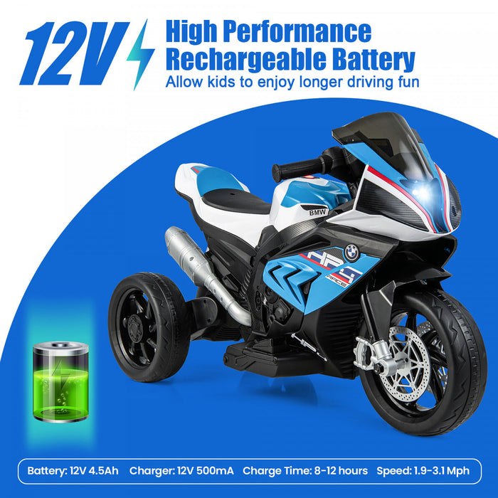 Costway 12v Enfants Rouler Sur La Moto Bmw 3 Roues Electriques Sous Licence Jouet W / Lumiere Et Musique Bleu