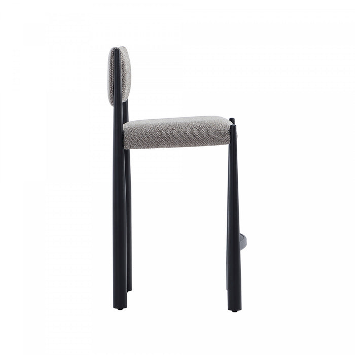 Tabouret de comptoir en metal boucle style mid-century modern Lennor, coloris champignon