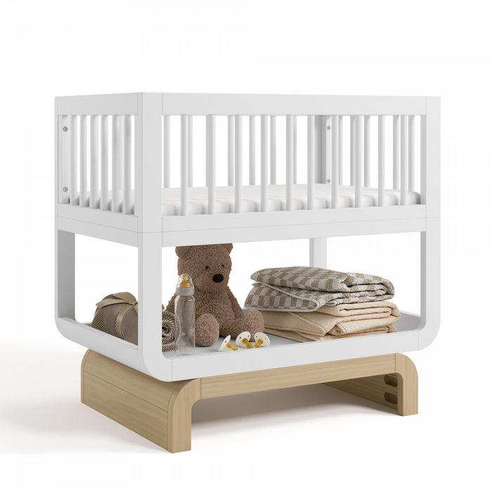 Storkcraft Santorini Berceau convertible 3-en-1 de luxe - Blanc avec bois clair
