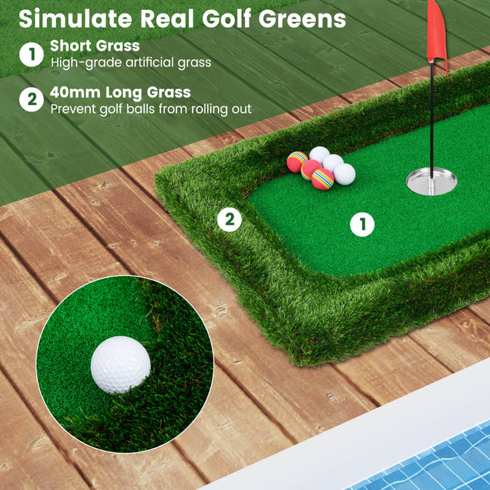 Costway Rectangulaire Flottant Golf Vert Pour La Piscine Comprend Le Tapis De Golf Frappant 6 Balles De Golf