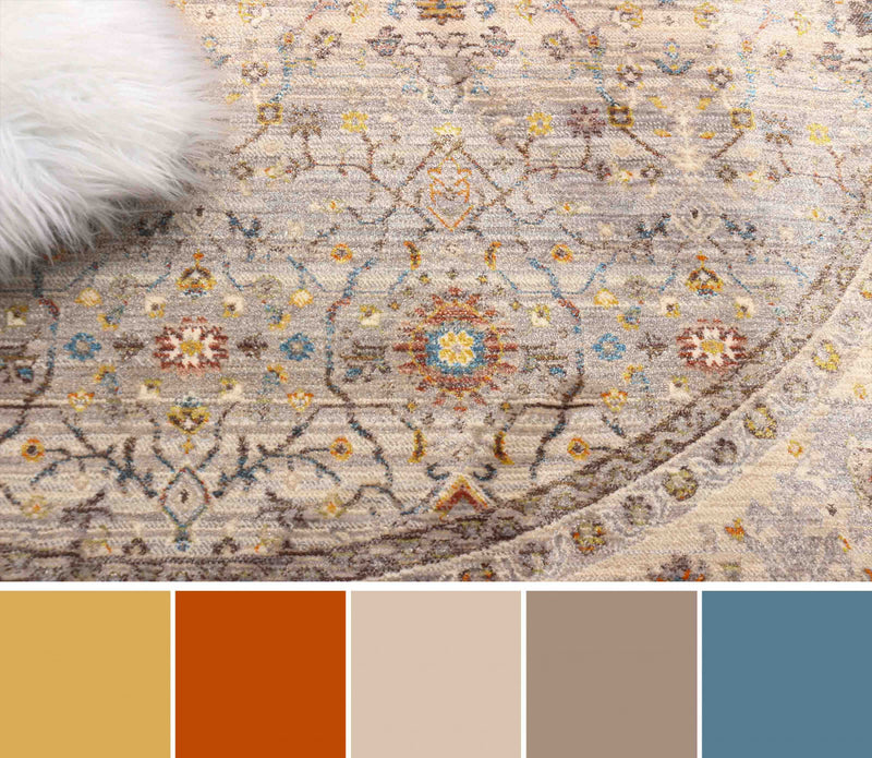 Tapis Traditionnel Zaina 5'0\" x 5'0\" en Gris