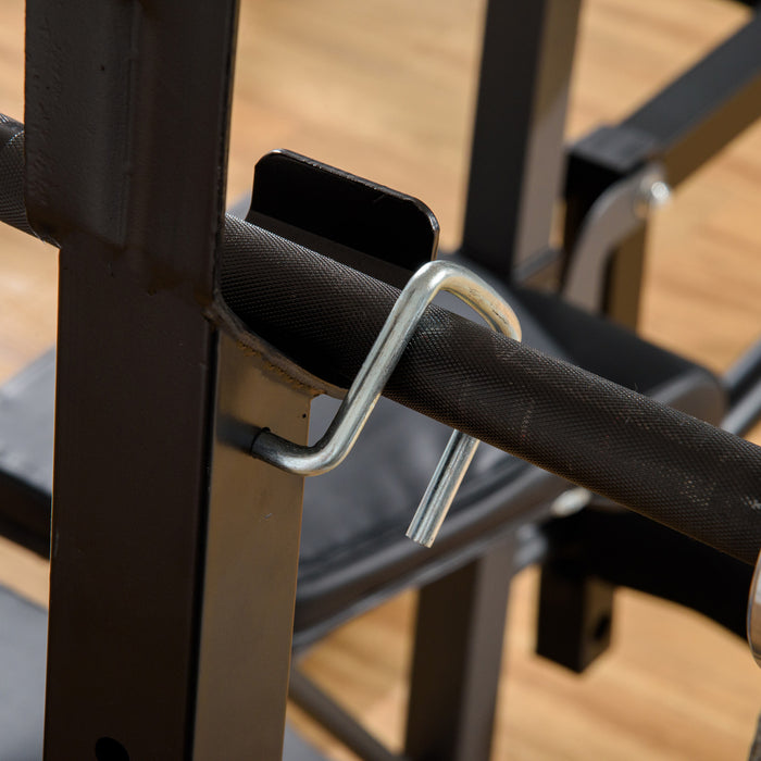 Soozier Banc De Musculation Fitness Entrainement Complet Avec Support D'halteres Repose Barre Curl Dossier Appui-coude Reglables Acier Revetement Synthetique Noir Et Gris